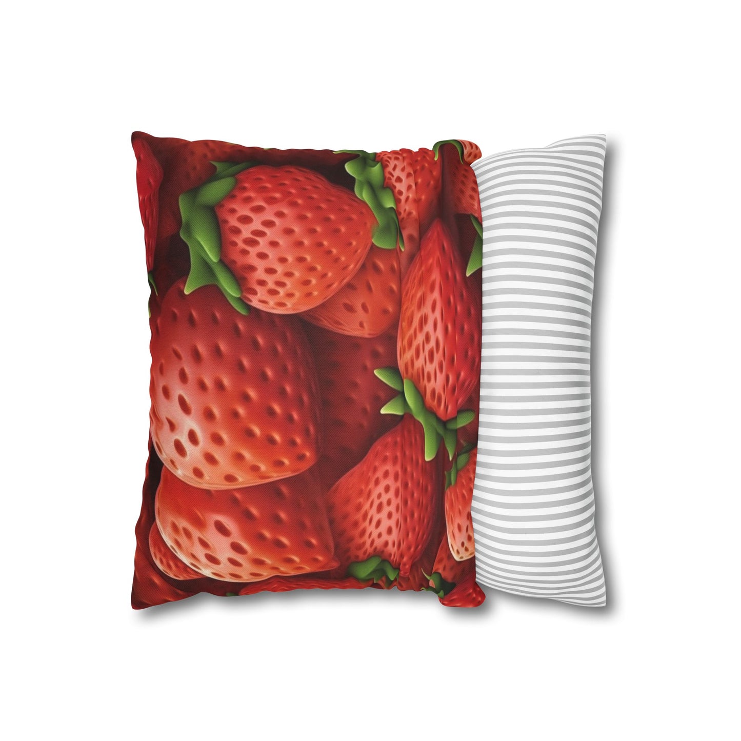 Garden Strawberries- Wild Sweet Gourmet - Farm Growing Ripe Red Fruit -Spun Polyester Square Pillow Case