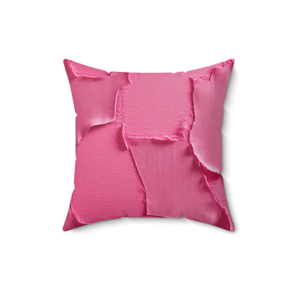 Distressed Neon Pink: Edgy, Ripped Denim-Inspired Doll Fabric - Spun Polyester Square Pillow