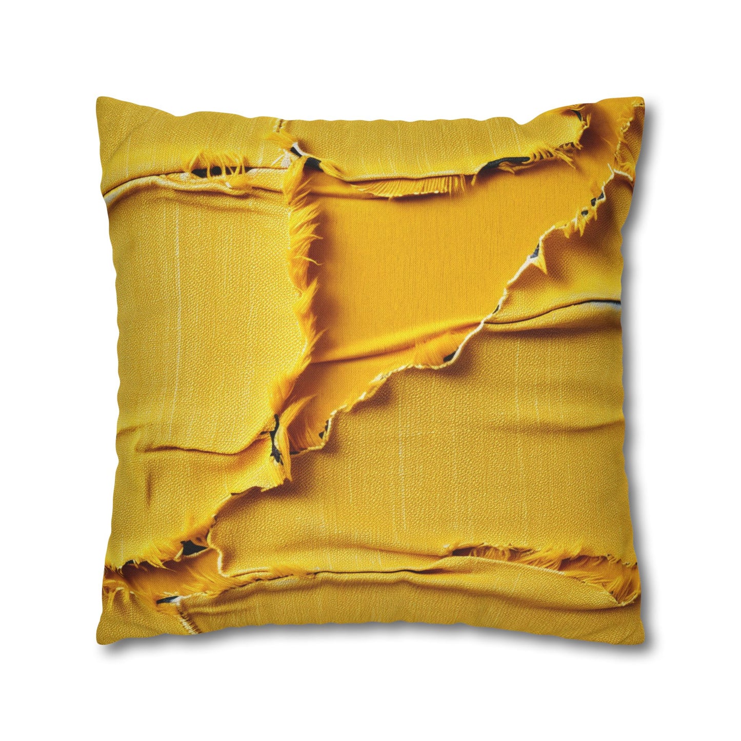 Banana Yellow Lemon: Bold Distressed, Denim-Inspired Fabric - Spun Polyester Square Pillow Case