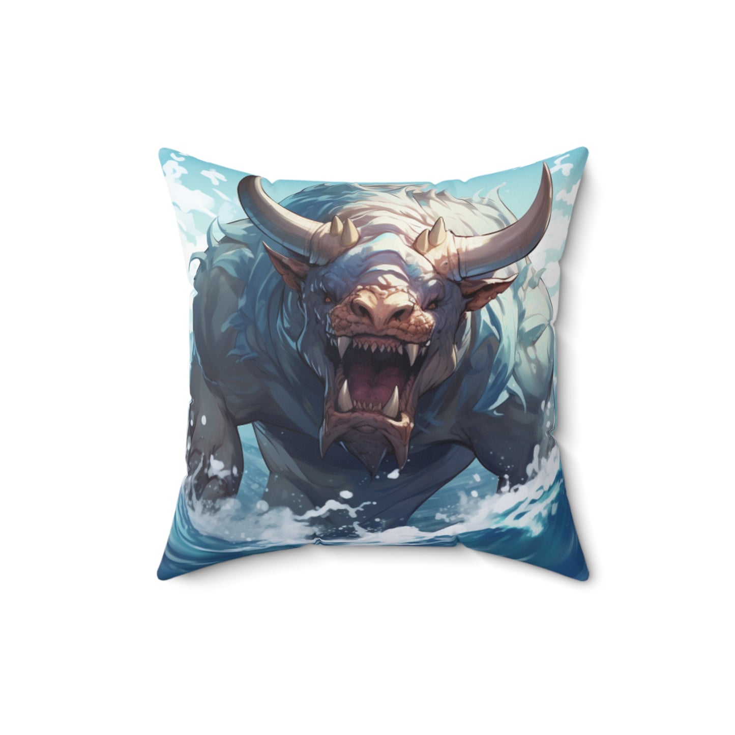 Bull Shark Fusion: Water Fantasy - Hybrid Ocean Marine Animal - Spun Polyester Square Pillow