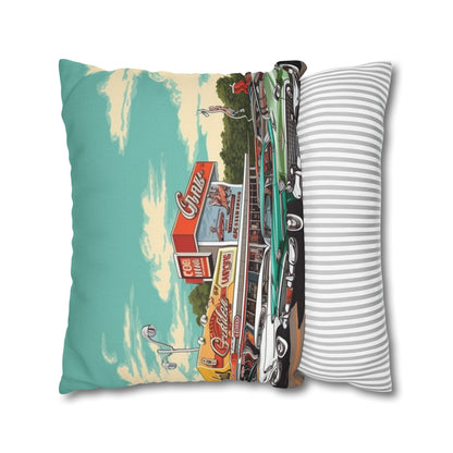 1950s Classic Car Collection Retro Artwork Spun Polyester Square Pillow Case