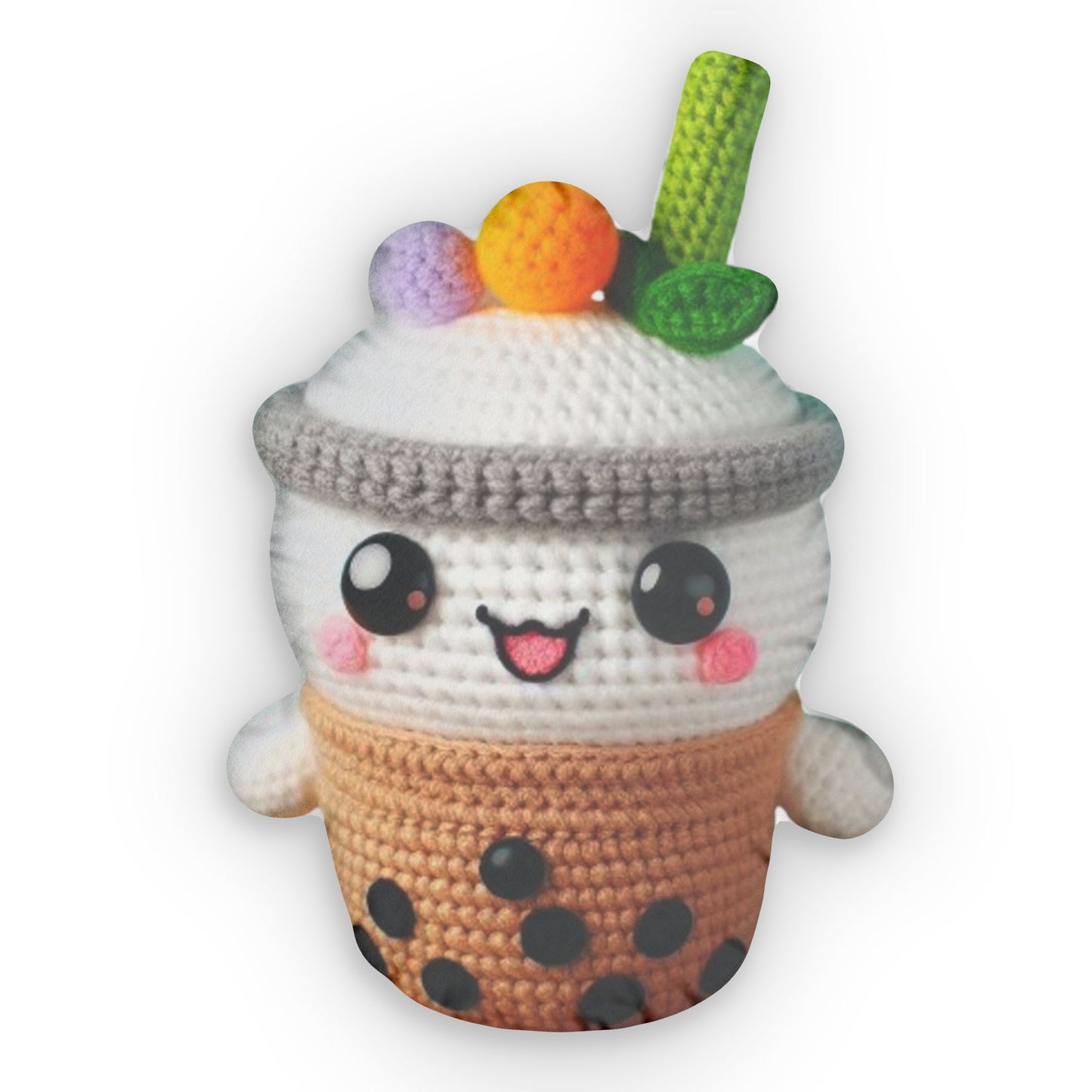 Crochet Boba Tea Plush Shaped Pillow