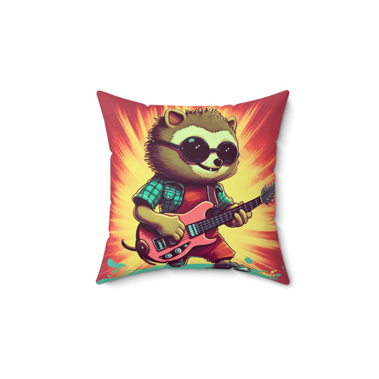 Hedgehog Animal Guitarist Anime Graphic Spun Polyester Square Pillow