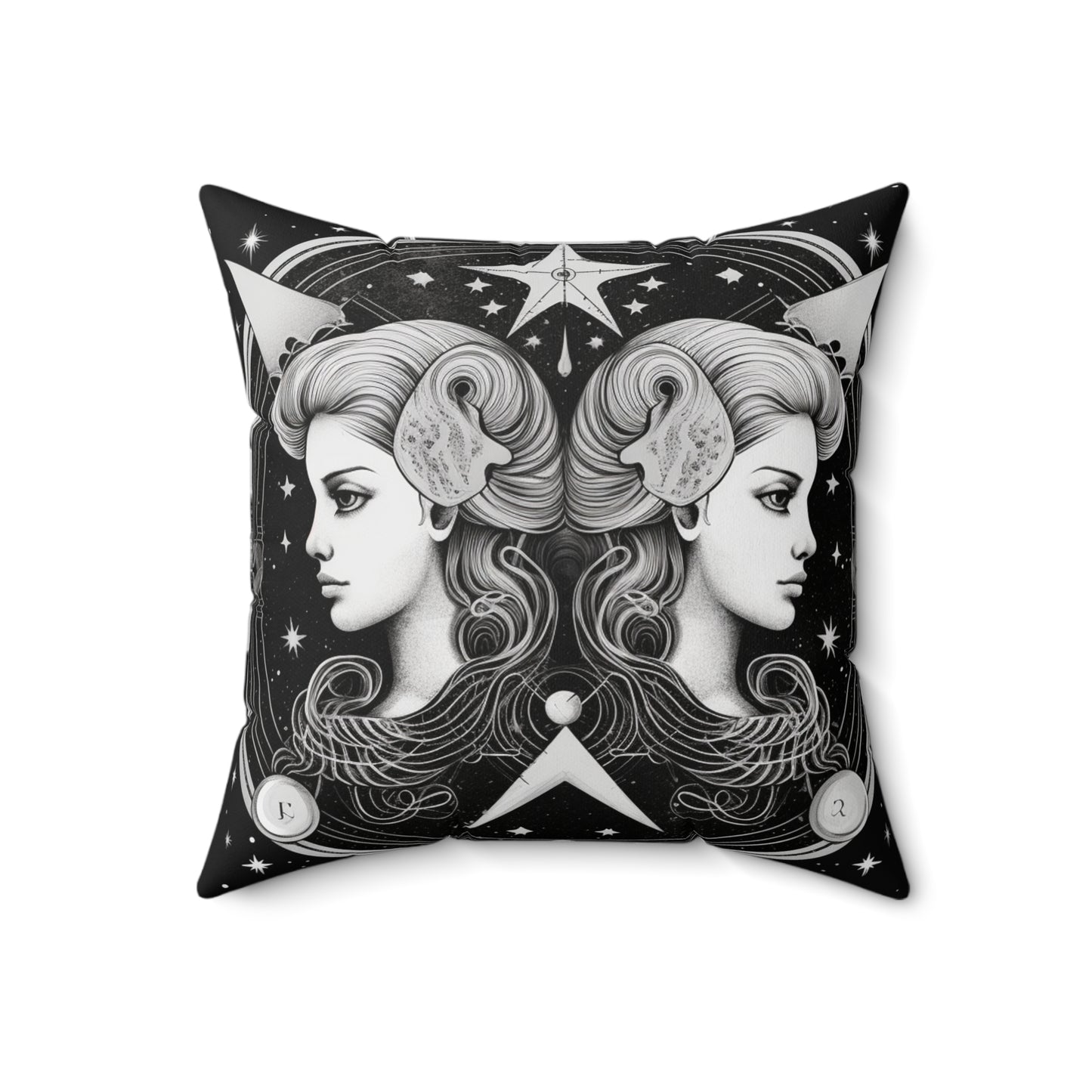 Gemini Zodiac, Twin Symbol Design, Air Element, Spun Polyester Square Pillow