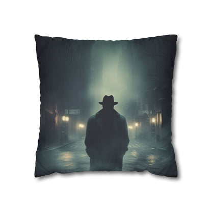 Mystery Detective Alley - Noir Book Cover Artwork Spun Polyester Square Pillow Case