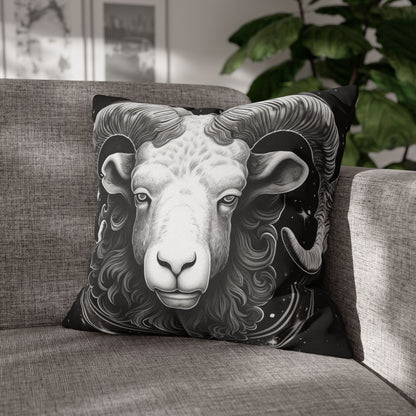 Aries Zodiac Sign Spun Polyester Square Pillow Case, Double Sided Print