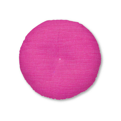 Hot Neon Pink Doll Like: Denim-Inspired, Bold & Bright Fabric - Tufted Floor Pillow, Round