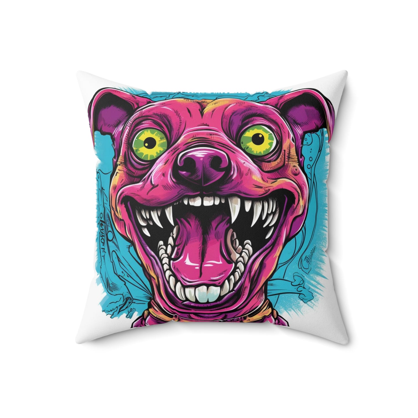 Retro Alien Dog Cartoon Aesthetic Spun Polyester Square Pillow