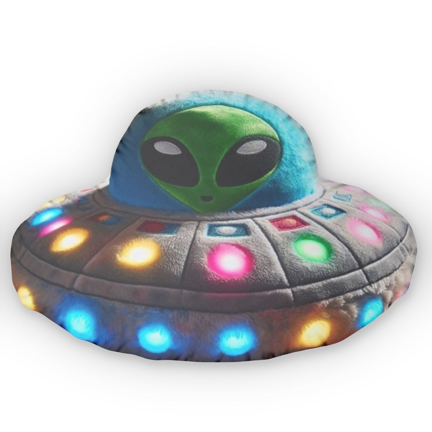 Alien UFO Spaceship, Galactic Gift, Plush Shaped Pillow