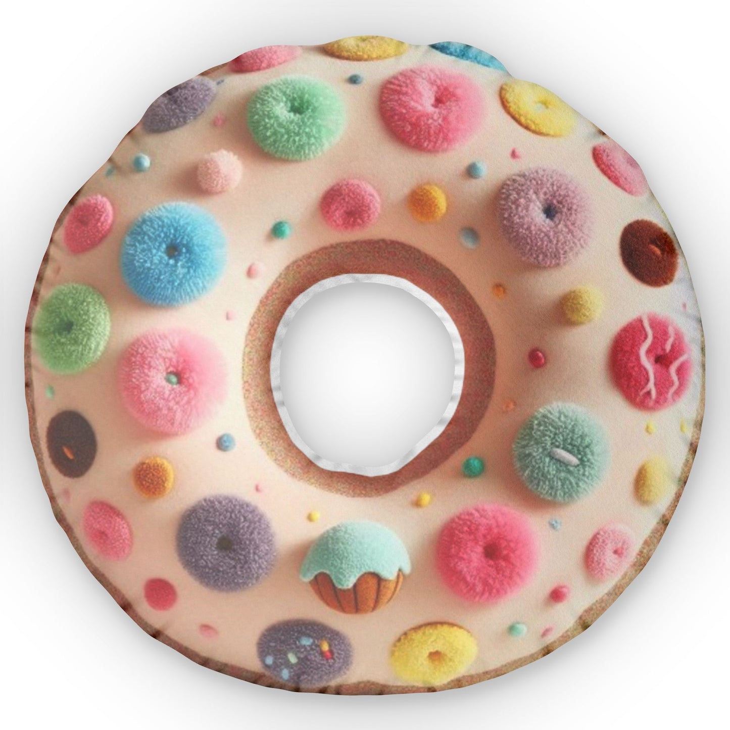 Boucle Donut Hole Plush Shaped Pillow