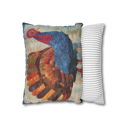 Thanksgiving Harvest Quilt: Festive Turkey Design for Holiday Season - Spun Polyester Square Pillow Case