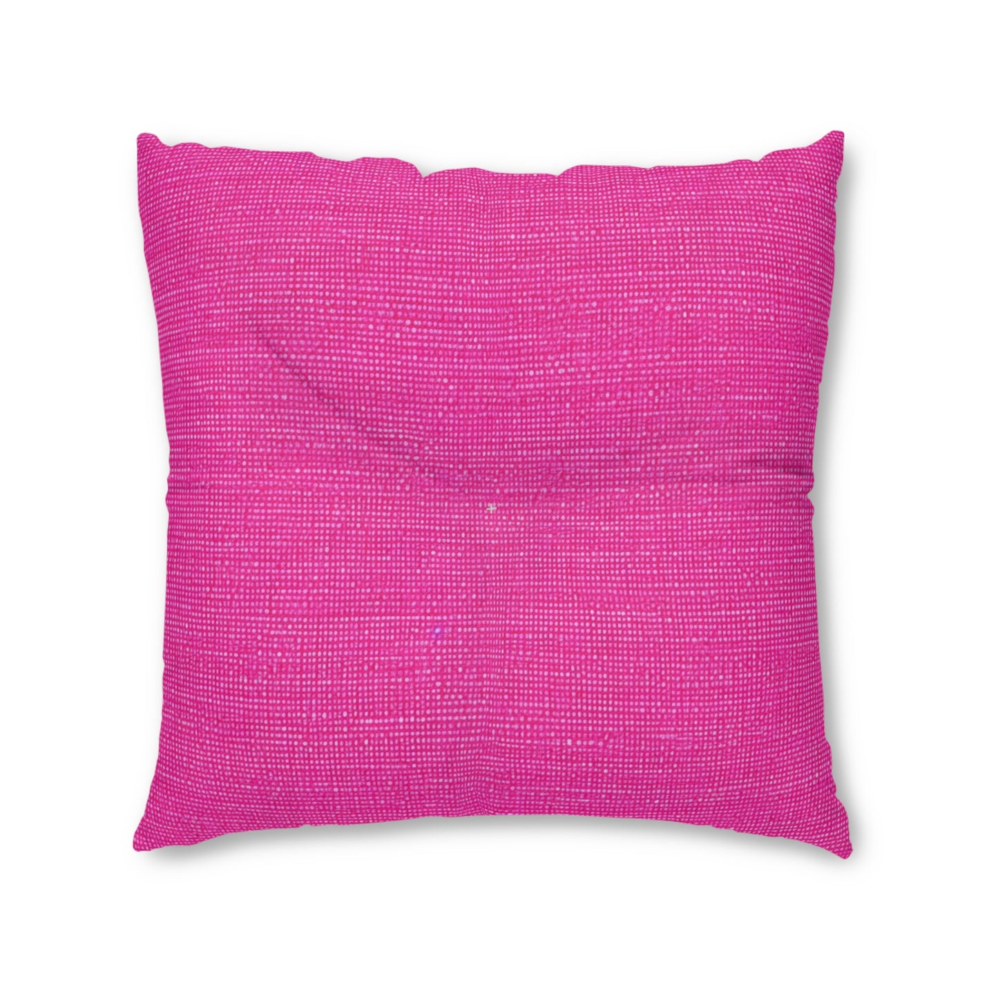 Hot Neon Pink Doll Like: Denim-Inspired, Bold & Bright Fabric - Tufted Floor Pillow, Square