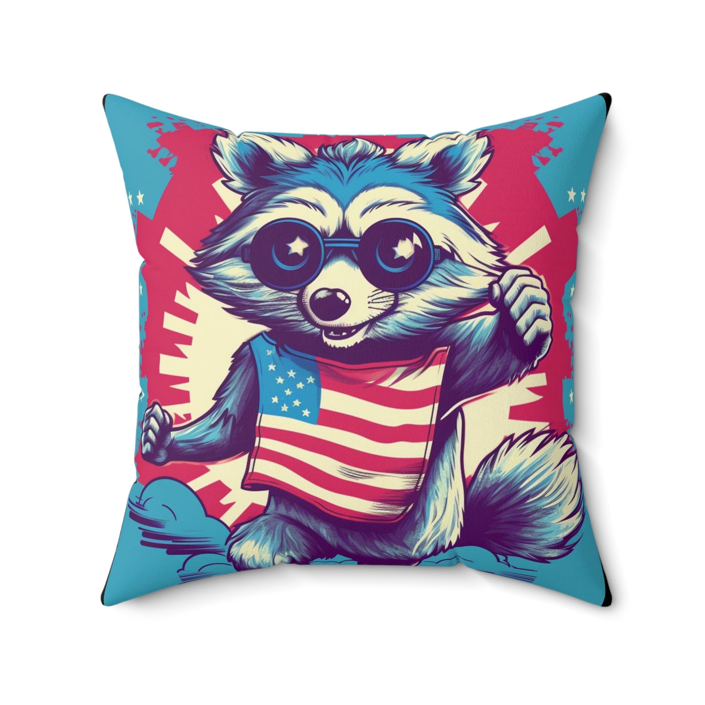 American Great Raccoon USA Classic Graphic Spun Polyester Square Pillow