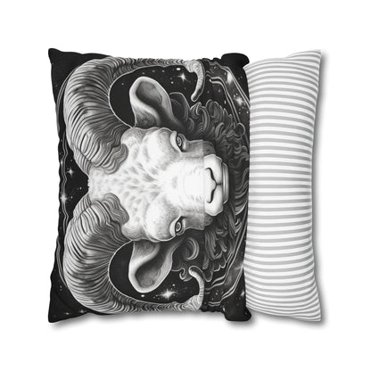 Aries Zodiac Sign Spun Polyester Square Pillow Case, Double Sided Print