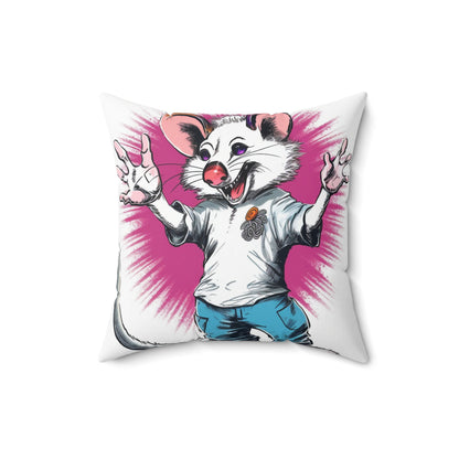 Energetic Possum Retro Art Funky Spun Polyester Square Pillow