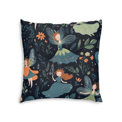 Enchanting Fairy Tale Pattern - Vibrant & Magical Fairies - Tufted Floor Pillow, Square