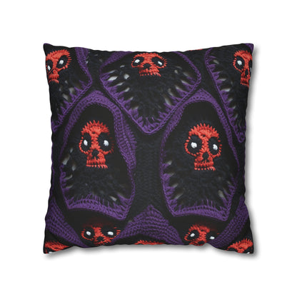 Grim Reaper Crochet Halloween Fright Scare Ghoul Fantasy Horror - Spun Polyester Square Pillow Case