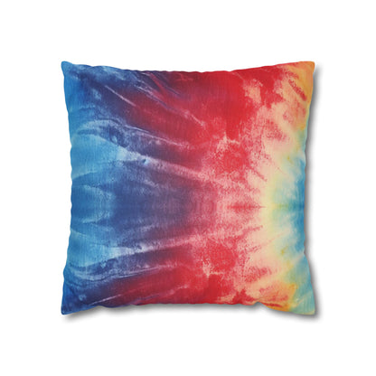 Rainbow Tie-Dye Denim: Vibrant Multi-Color, Fabric Design Spectacle - Spun Polyester Square Pillow Case