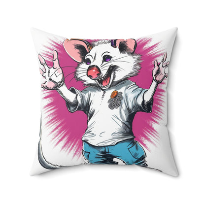 Energetic Possum Retro Art Funky Spun Polyester Square Pillow