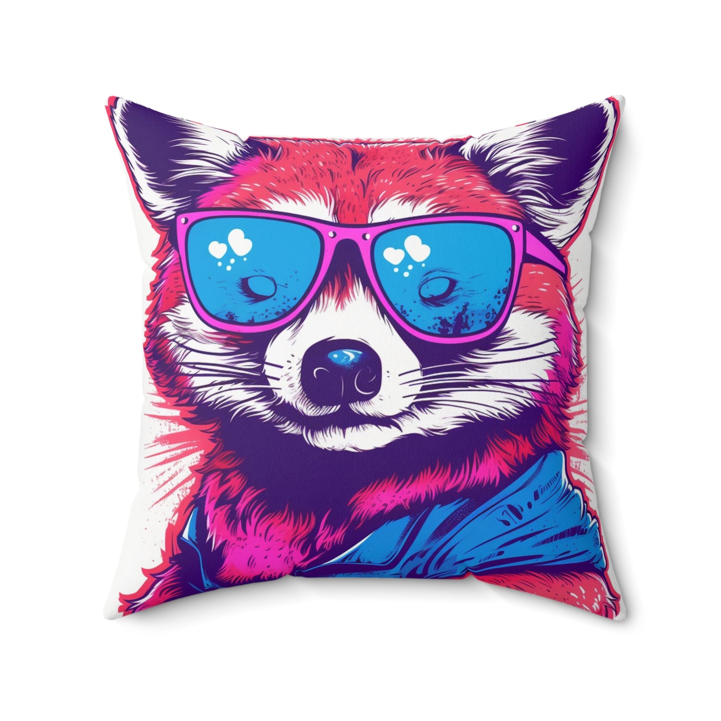 Red Panda Stylish Animal Culture Graphic Spun Polyester Square Pillow