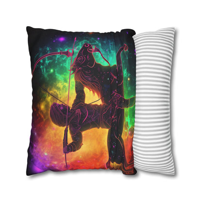 Colorful Sagittarius Zodiac Sign - Star Universe Theme - Spun Polyester Square Pillow Case