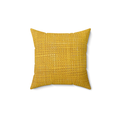 Radiant Sunny Yellow: Denim-Inspired Summer Fabric - Spun Polyester Square Pillow