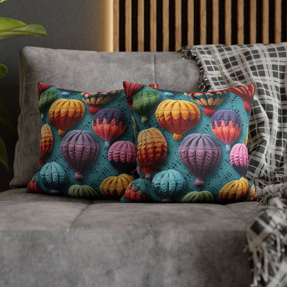 Crochet Hot Air Balloons Sky Travel Transport Scenic Style - Spun Polyester Square Pillow Case