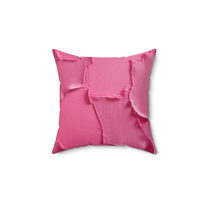 Distressed Neon Pink: Edgy, Ripped Denim-Inspired Doll Fabric - Spun Polyester Square Pillow