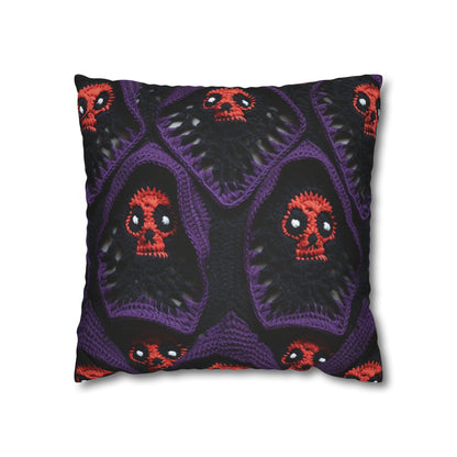 Grim Reaper Crochet Halloween Fright Scare Ghoul Fantasy Horror - Spun Polyester Square Pillow Case