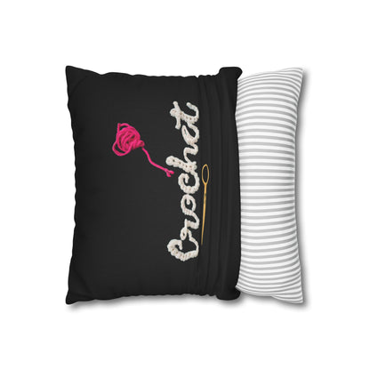 Crochet Love Gift - Heartfelt Fabric Fashion Collector Style - Spun Polyester Square Pillow Case