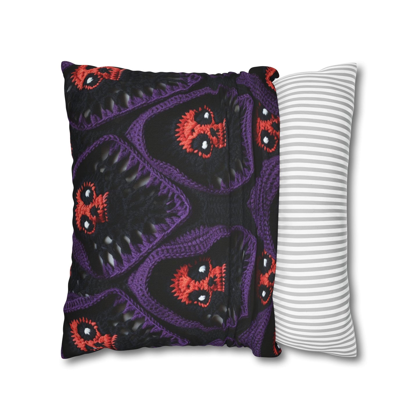 Grim Reaper Crochet Halloween Fright Scare Ghoul Fantasy Horror - Spun Polyester Square Pillow Case