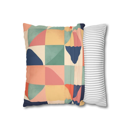 Minimalist Geometric Shapes - Pastel Decor Design Spun Polyester Square Pillow Case