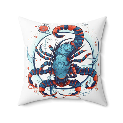 Cute Scorpio Zodiac Sign - Big Claws, Long Tail Cosmic Astrology Symbol - Spun Polyester Square Pillow