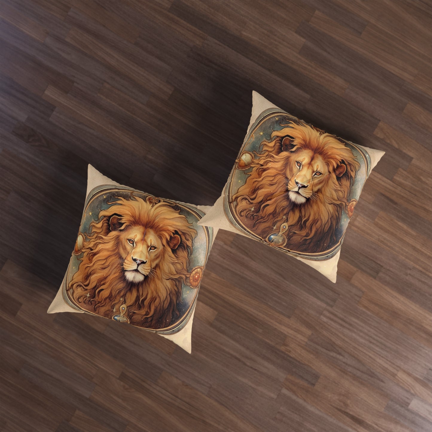 Astrological Leo Sign Vibrant Celestial Cosmic Zodiac - Tufted Floor Pillow, Square