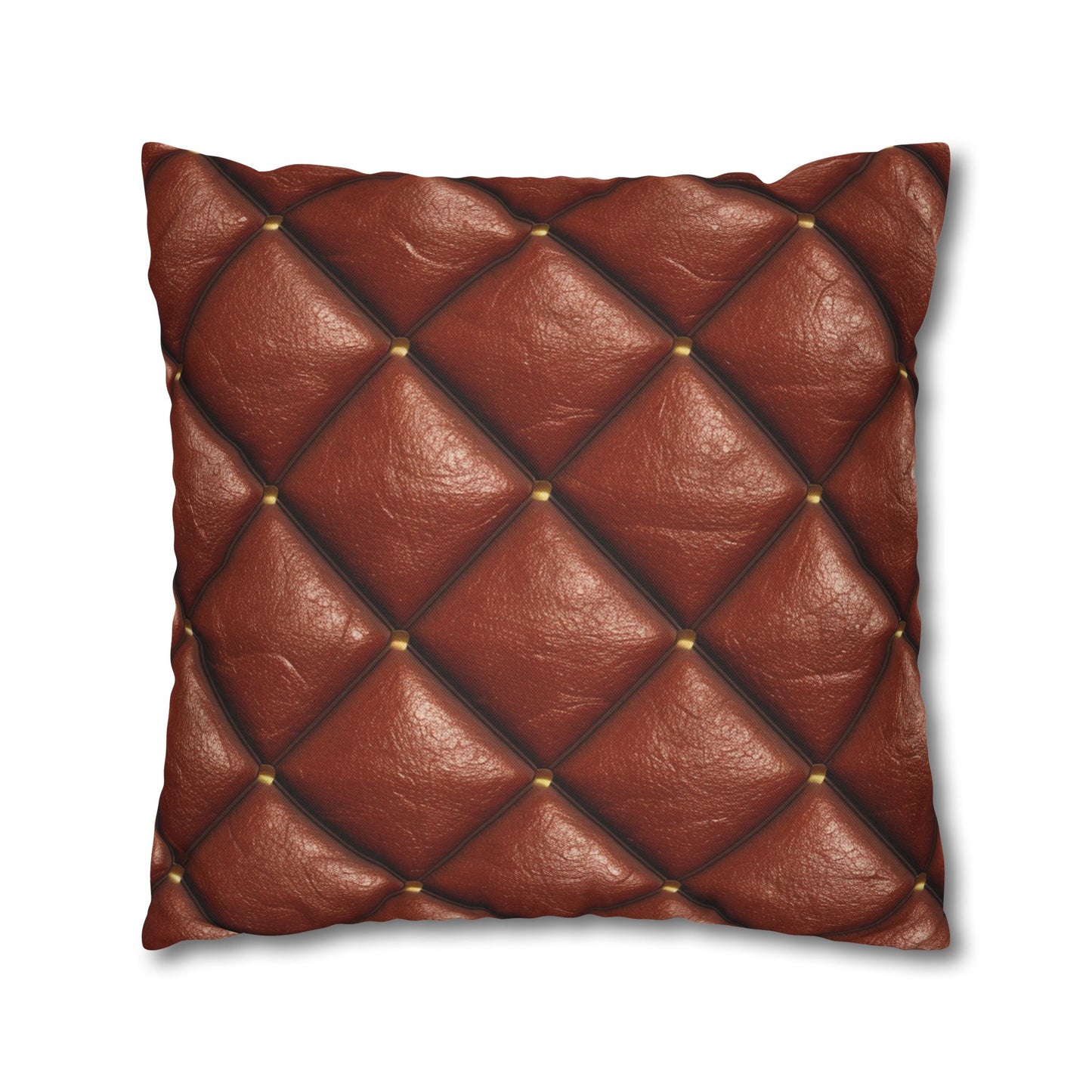 Brown Leather Cognac Pattern Rugged Durable Design Style - Spun Polyester Square Pillow Case