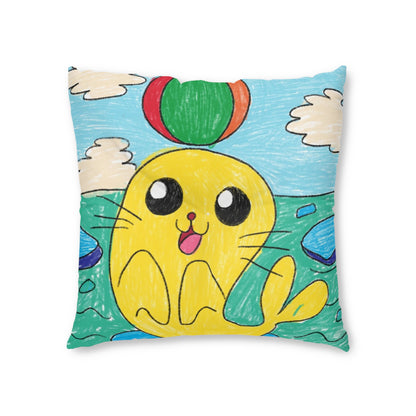 Seal Trick Marine Ocean Animal Sea Creature Tufted Floor Pillow, Square