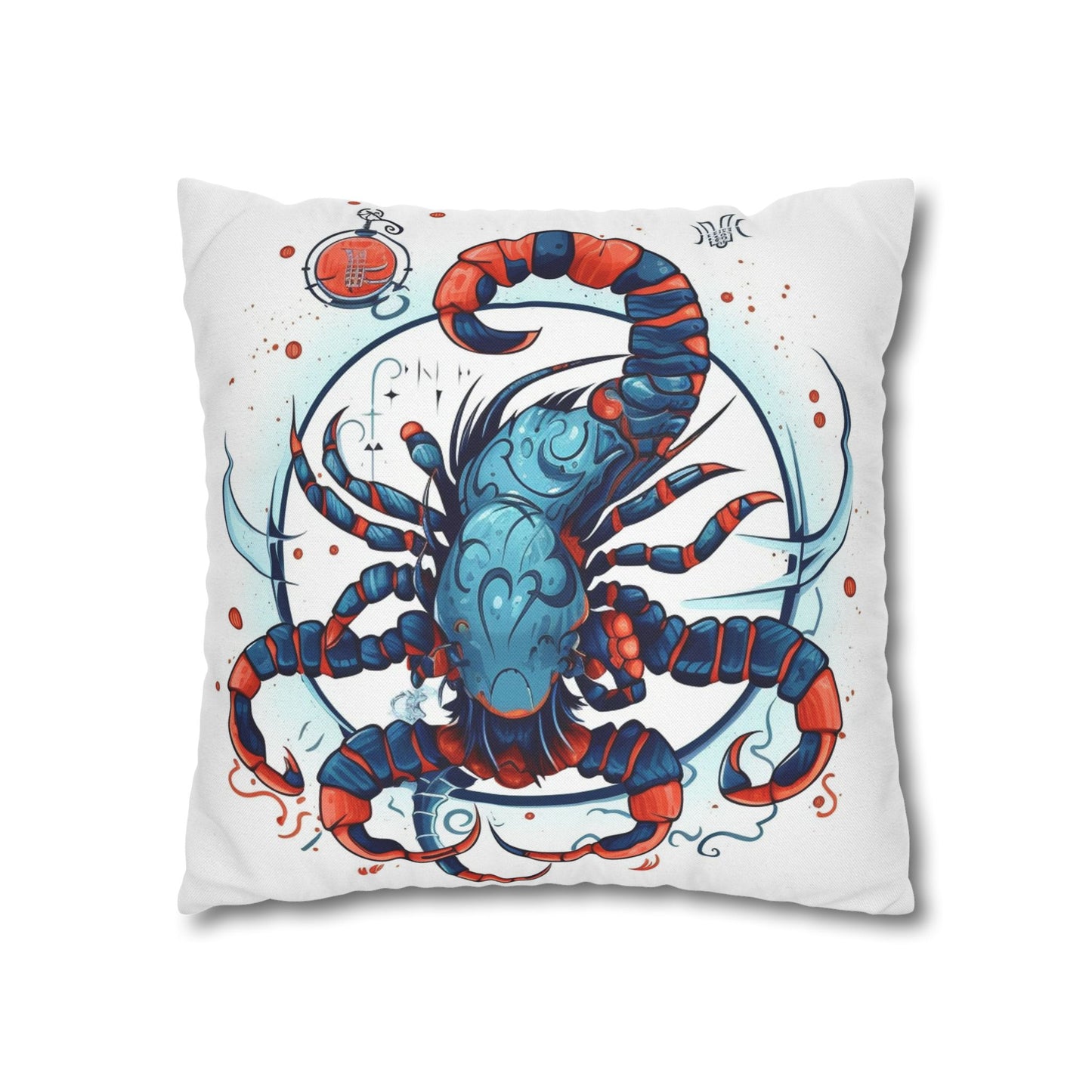 Cute Scorpio Zodiac Sign - Big Claws, Long Tail Cosmic Astrology Symbol - Spun Polyester Square Pillow Case