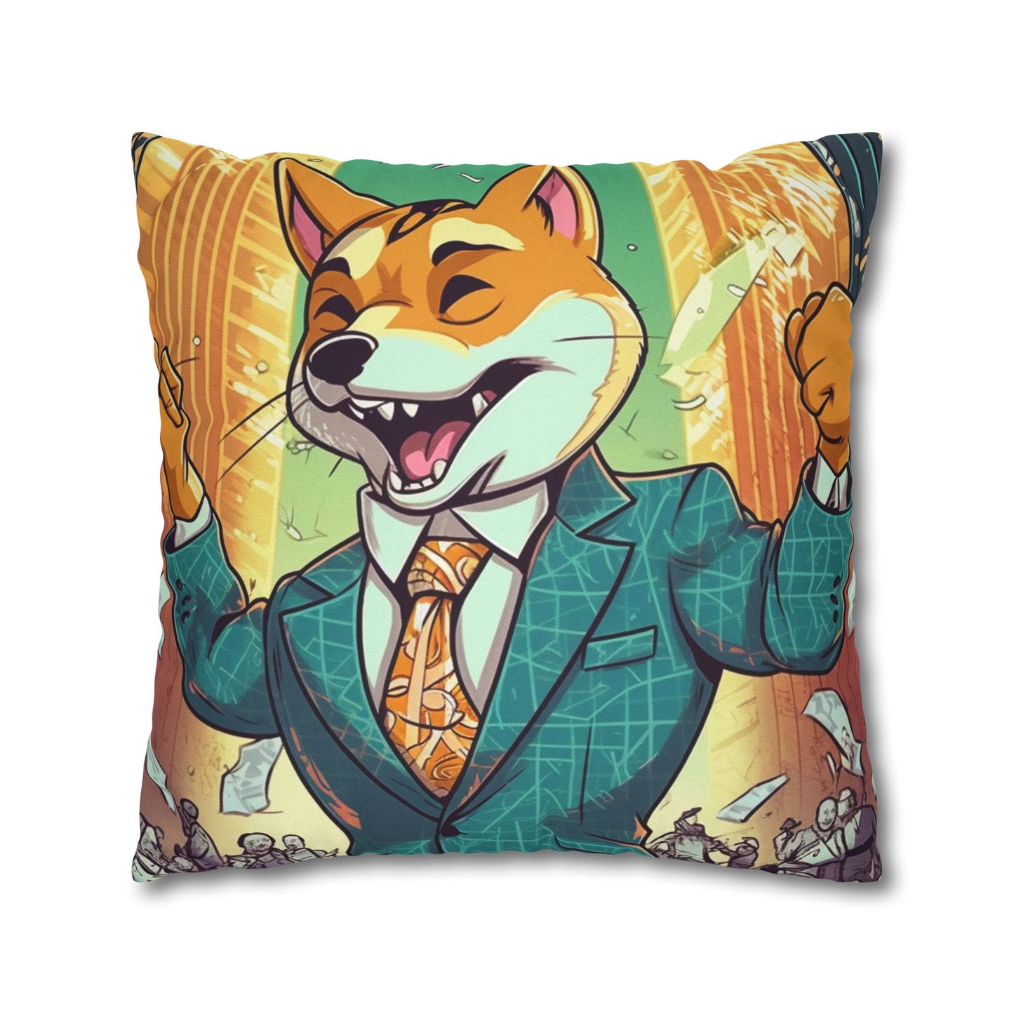 Synthwave Shiba Inu NYSE Collector's Gear: Spun Polyester Square Pillow Case