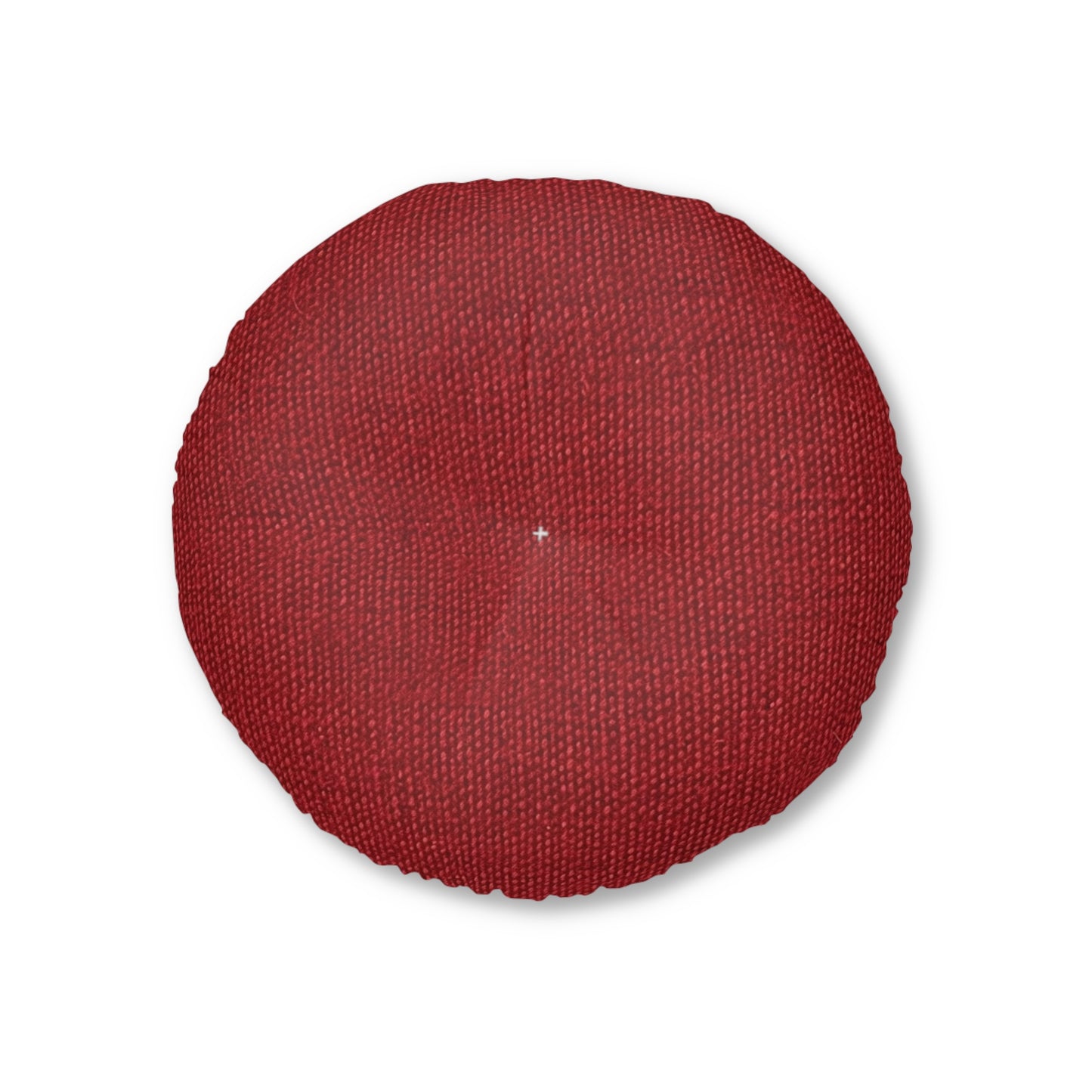 Bold Ruby Red: Denim-Inspired, Passionate Fabric Style - Tufted Floor Pillow, Round