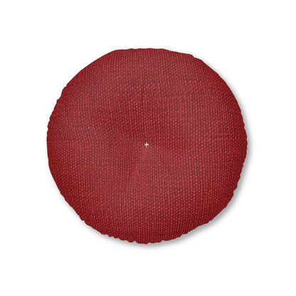 Bold Ruby Red: Denim-Inspired, Passionate Fabric Style - Tufted Floor Pillow, Round