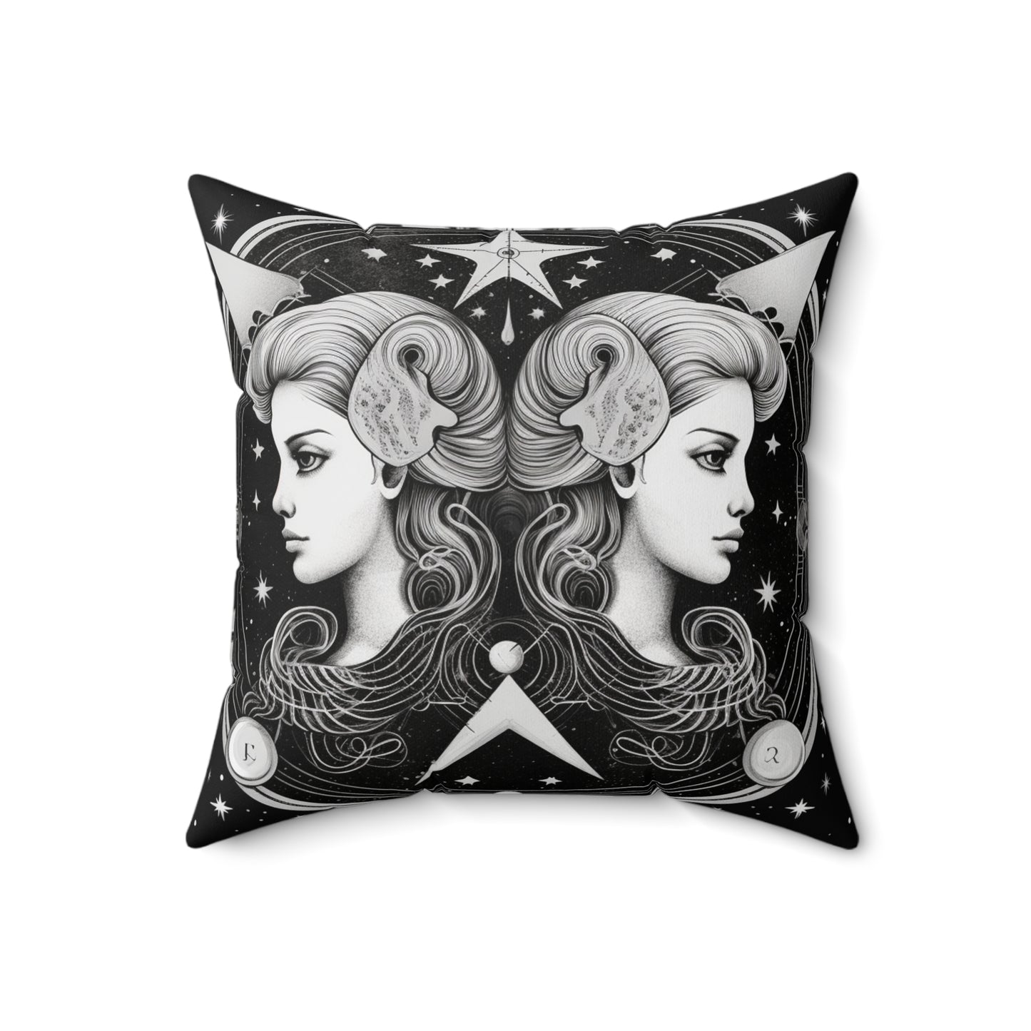 Gemini Zodiac, Twin Symbol Design, Air Element, Spun Polyester Square Pillow