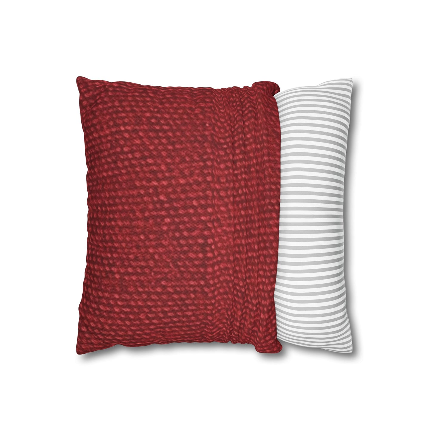 Bold Ruby Red: Denim-Inspired, Passionate Fabric Style - Spun Polyester Square Pillow Case