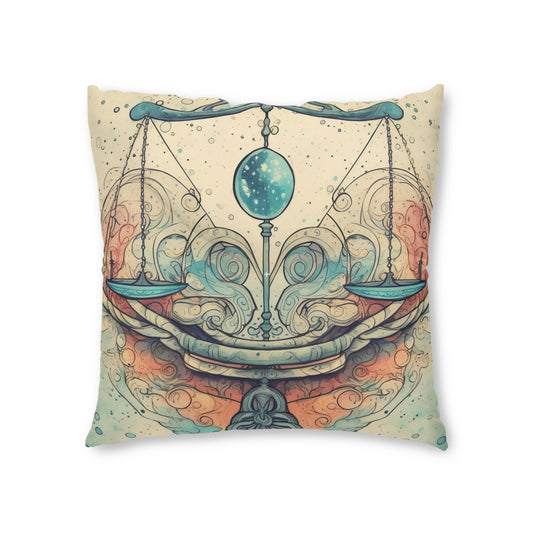 Libra Zodiac - Astrology Sign Street Art Equilibrium in Pastels - Tufted Floor Pillow, Square