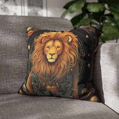 Astrological Leo Sign - Vibrant Cosmic Zodiac Astrology - Spun Polyester Square Pillow Case