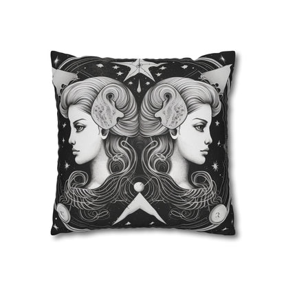 Gemini Zodiac Polyester Square Pillow Case, Indoor, Double Sided Print