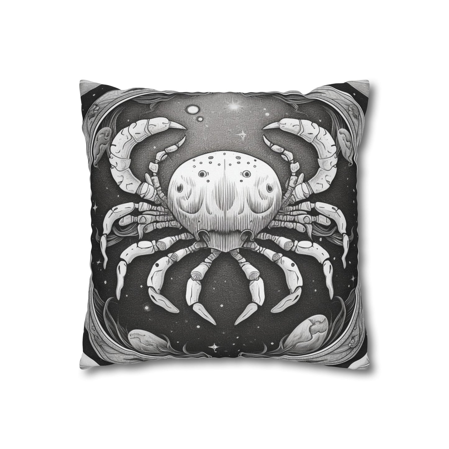 Cancer Zodiac Sign Polyester Square Pillow Case, Double Sided Design