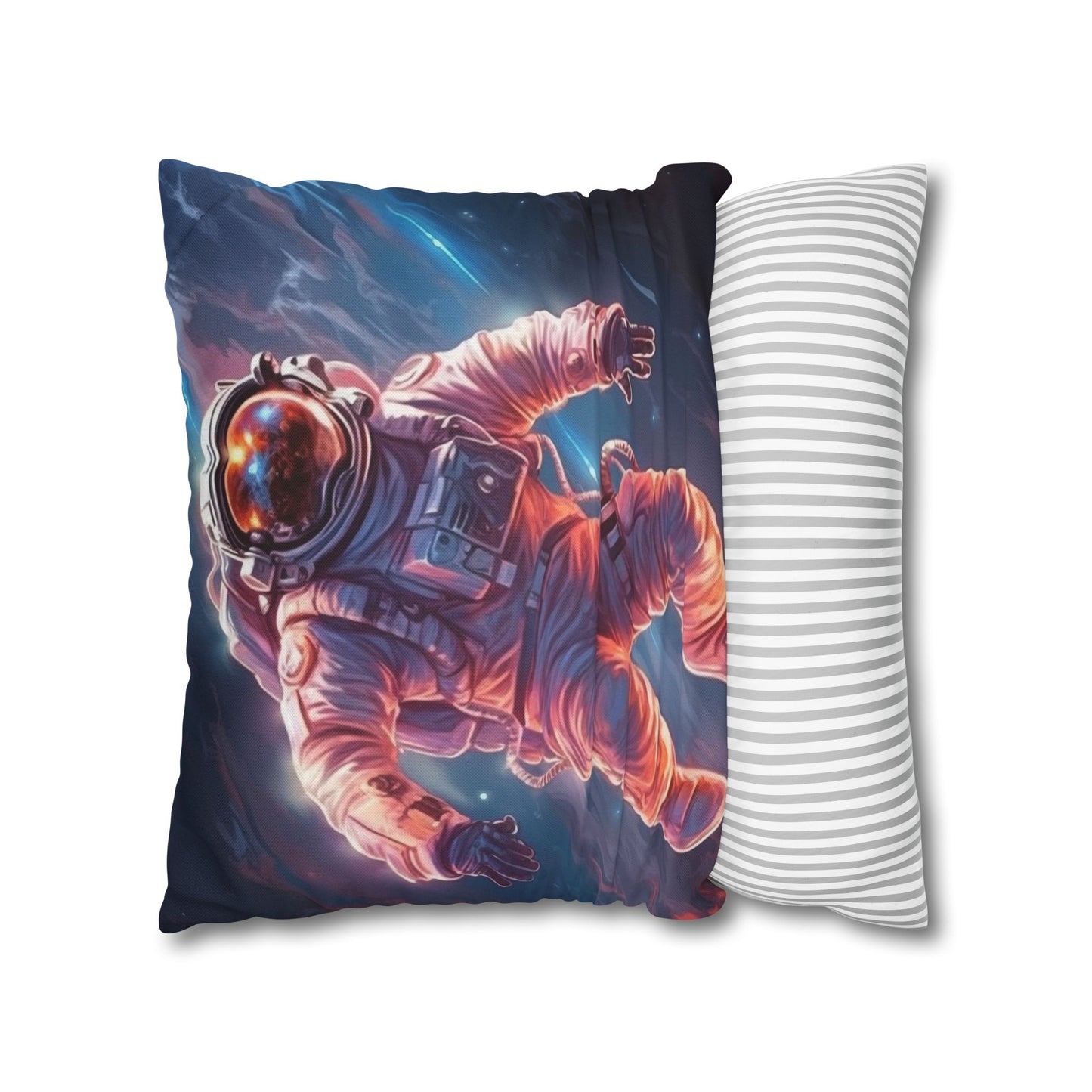 Astronaut Outer Space - Galaxy Starfield Art Spun Polyester Square Pillow Case