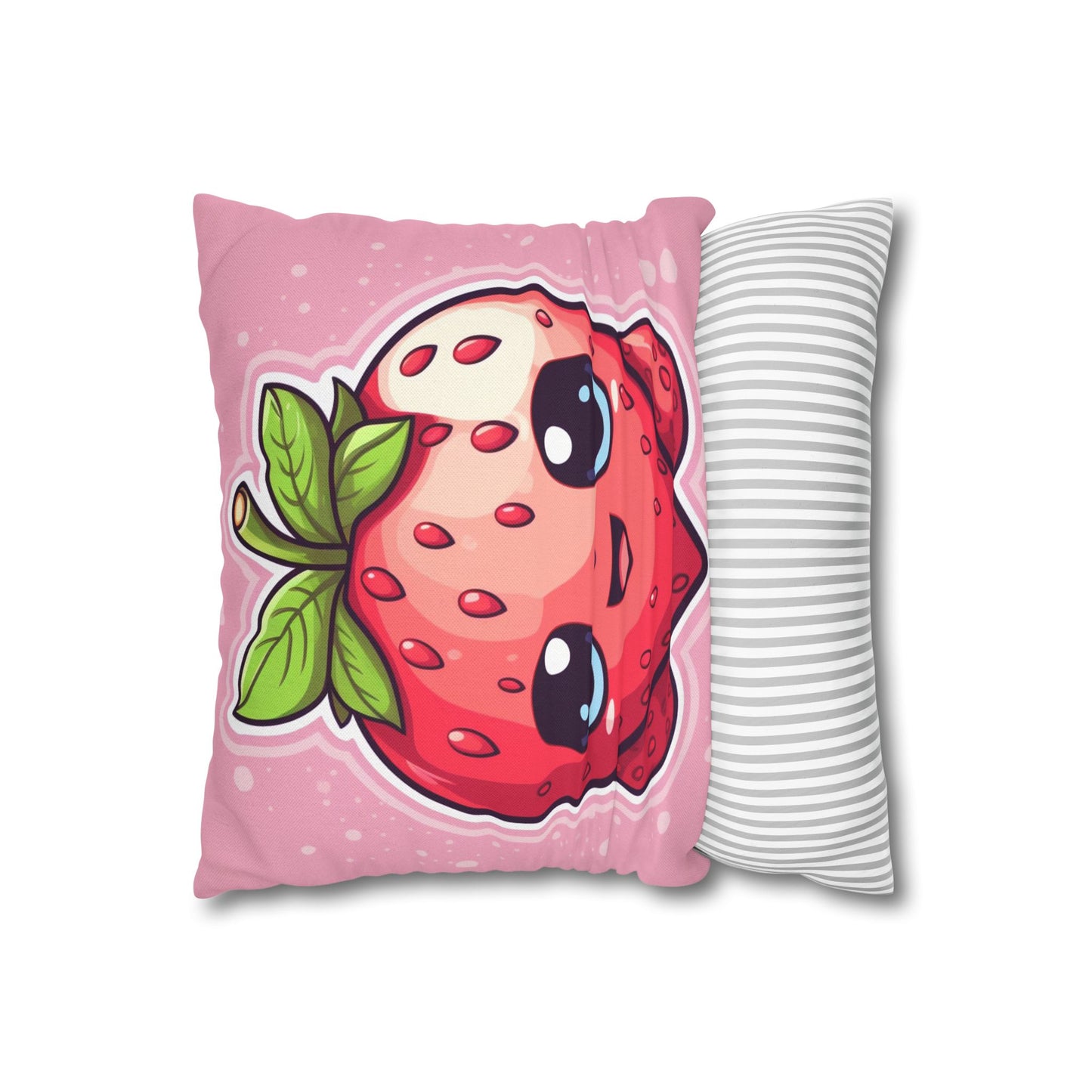 Kawaii Strawberry Adventure - Anime Classic Traditional Japanese Fruit - Otaku Artwork - Spun Polyester Square Pillow Case