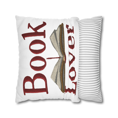 Open Book Embroidery Art: Book Lover Text for Avid Readers - Spun Polyester Square Pillow Case