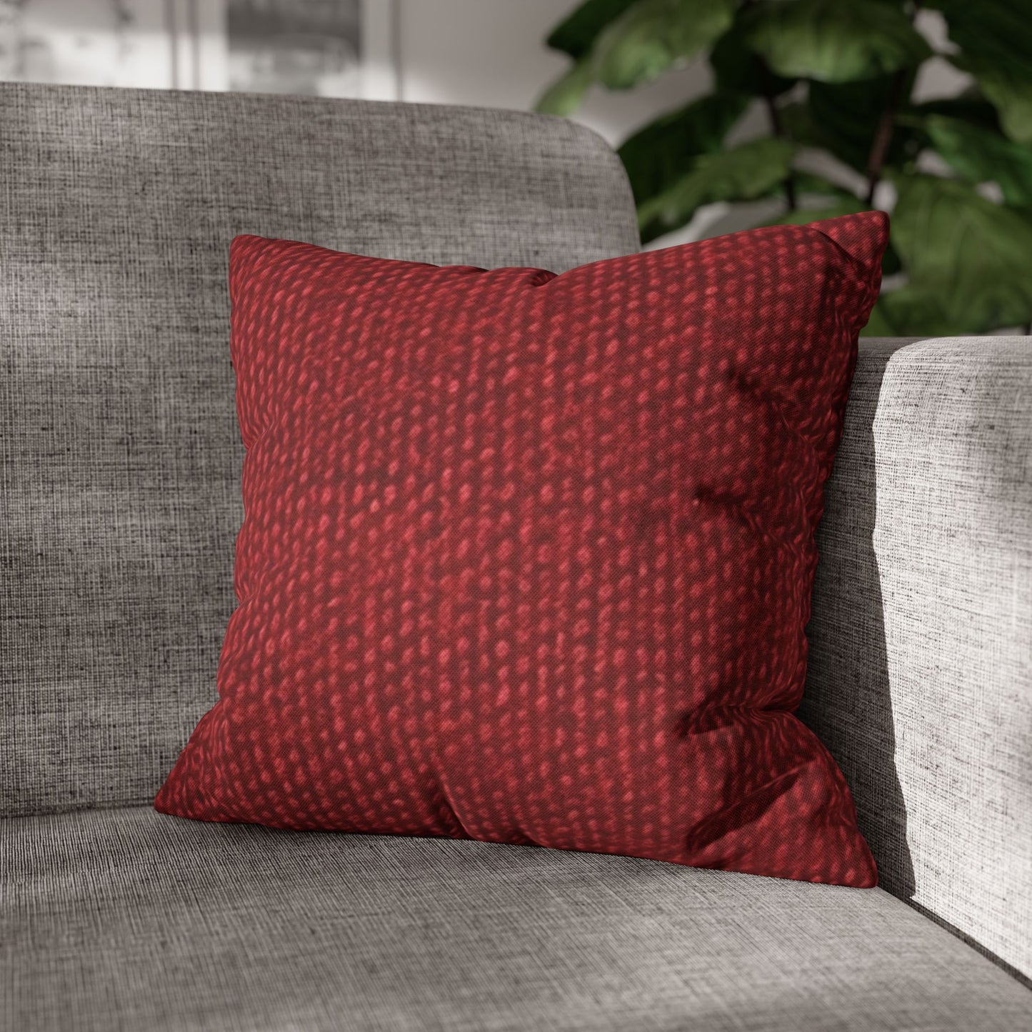 Bold Ruby Red: Denim-Inspired, Passionate Fabric Style - Spun Polyester Square Pillow Case